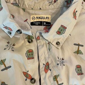 Magellan Shirt Mens XL Outdoor Utility Pocket Camp Casual Button Short Sleeve
